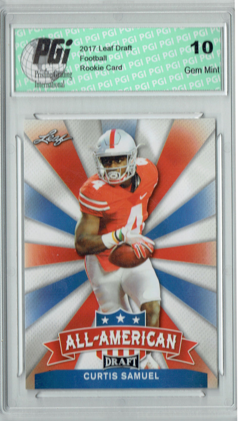 Curtis Samuel Rookie Card PGI 10 Gem Mint Football Trading Card 2017 Leaf Draft #AA-06