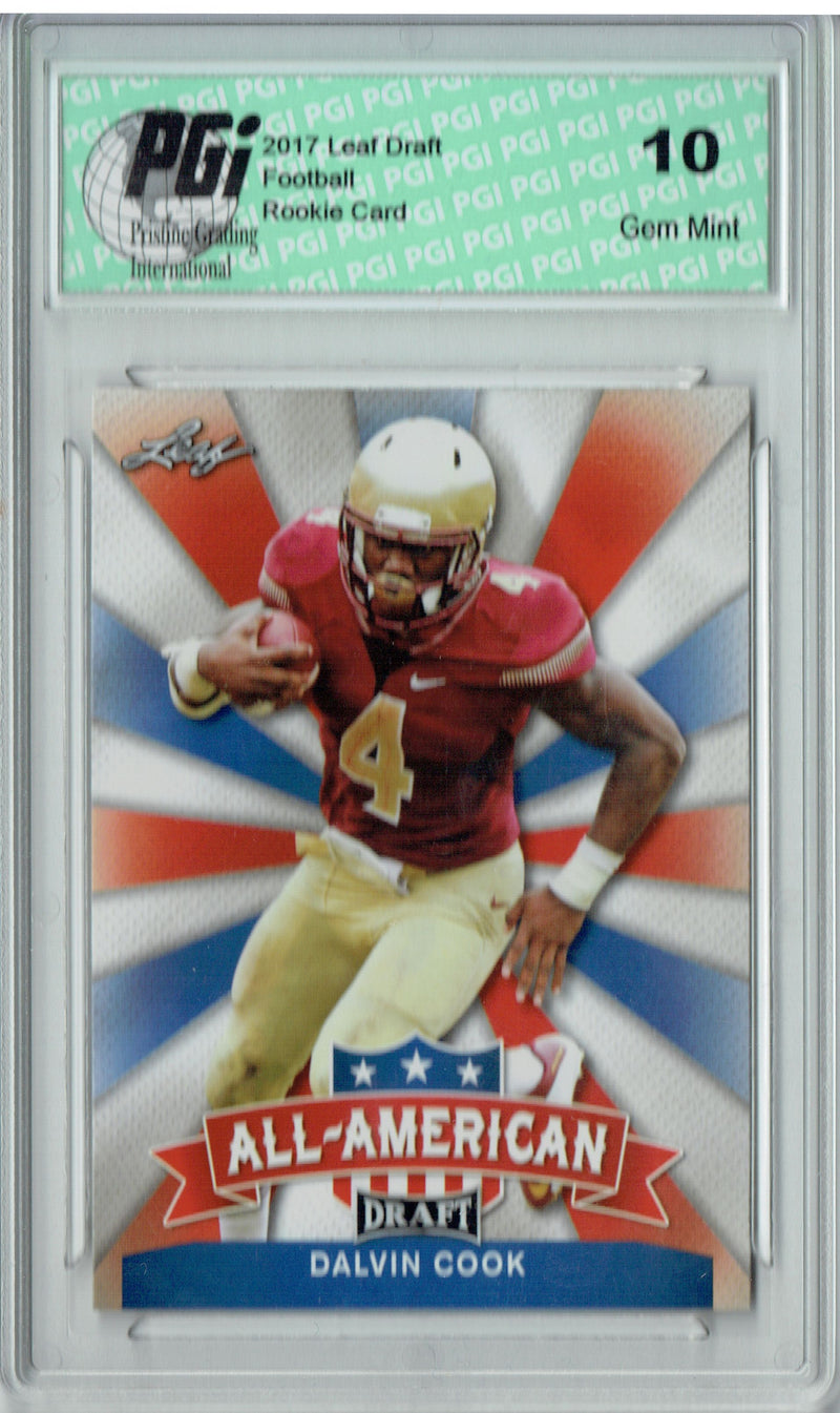 Dalvin Cook Rookie Card PGI 10 Gem Mint Football Trading Card 2017 Leaf Draft #AA-07