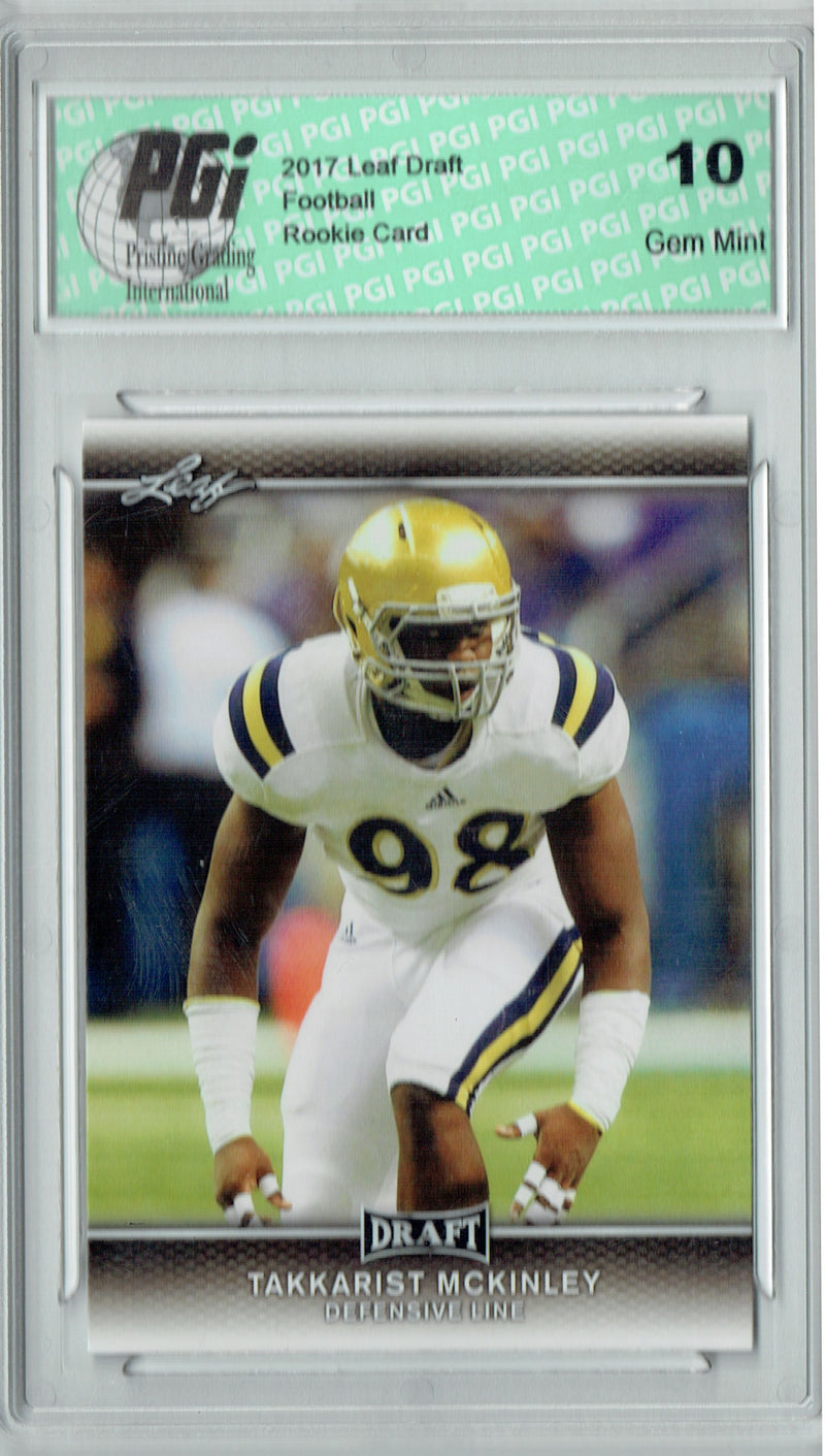 Takkarist McKinley Rookie Card PGI 10 Gem Mint Football Trading Card 2017 Leaf Draft #55