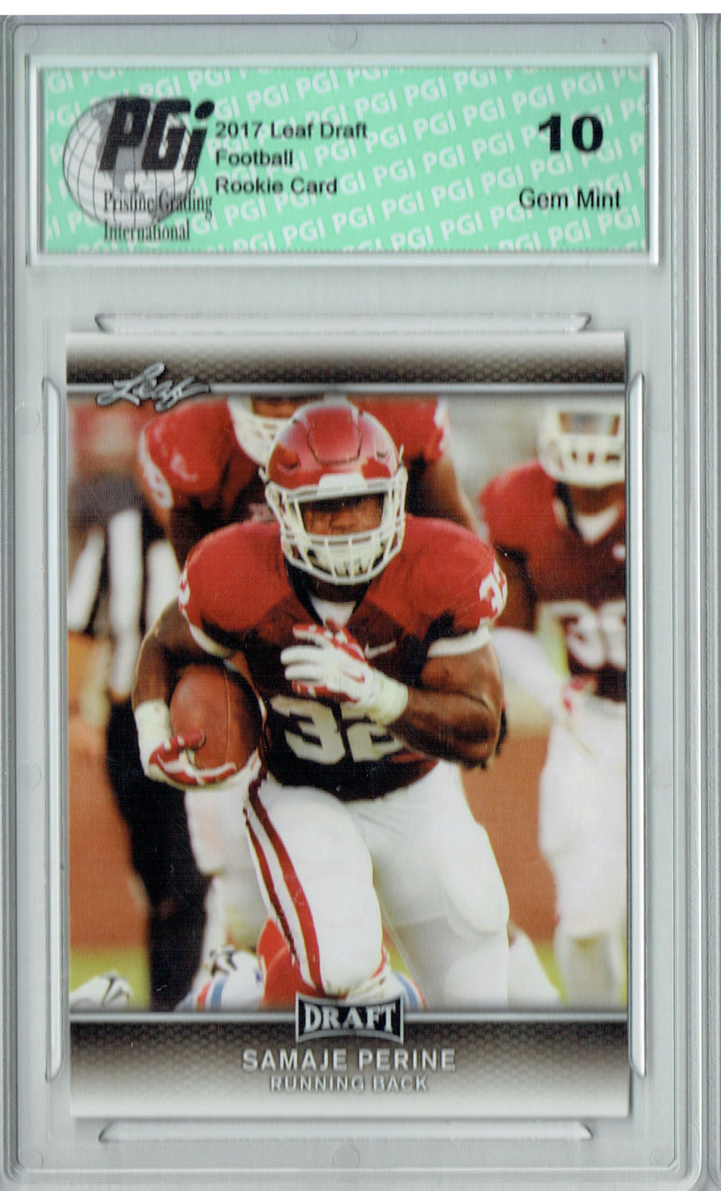 Samaje Perine Rookie Card PGI 10 Gem Mint Football Trading Card 2017 Leaf Draft #59