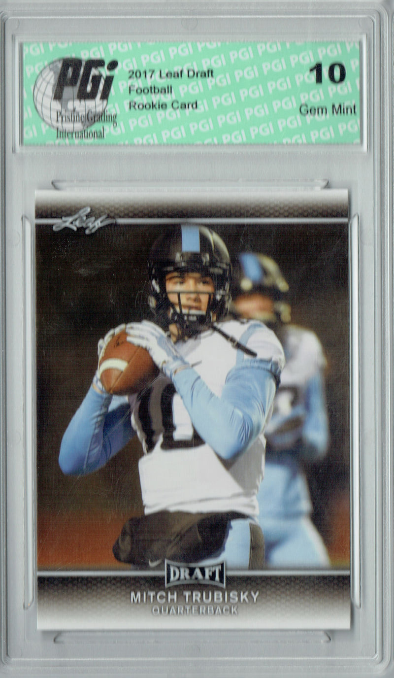 Mitch Trubisky Rookie Card Chicago PGI 10 Gem Mint Football Trading Card 2017 Leaf Draft #52