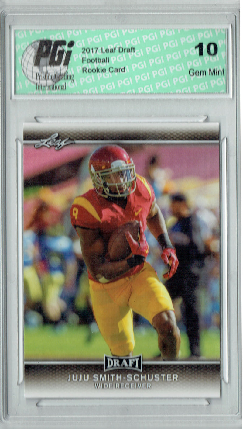 JuJu Smith-Schuster Rookie Card PGI 10 Gem Mint Football Trading Card 2017 Leaf Draft #45
