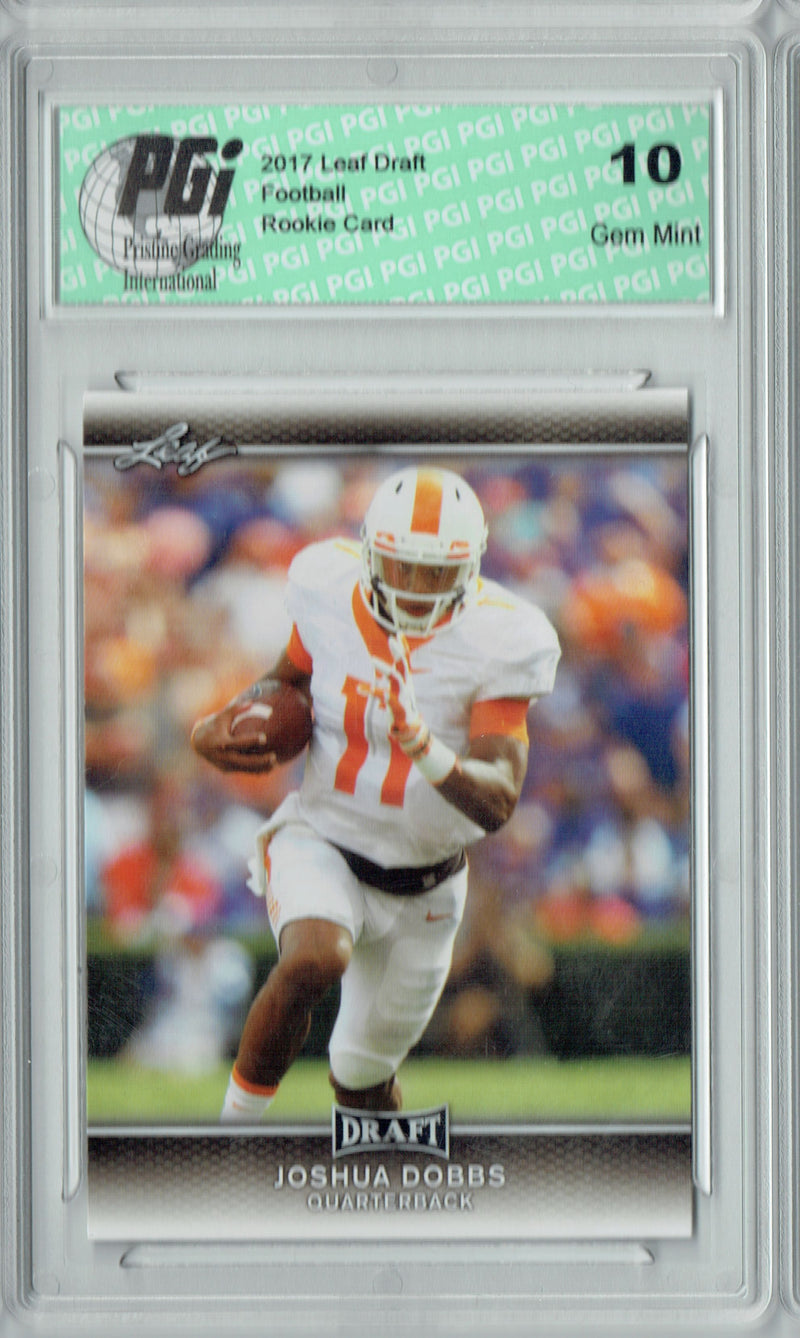 Joshua Dobbs Rookie Card PGI 10 Gem Mint Football Trading Card 2017 Leaf Draft #44