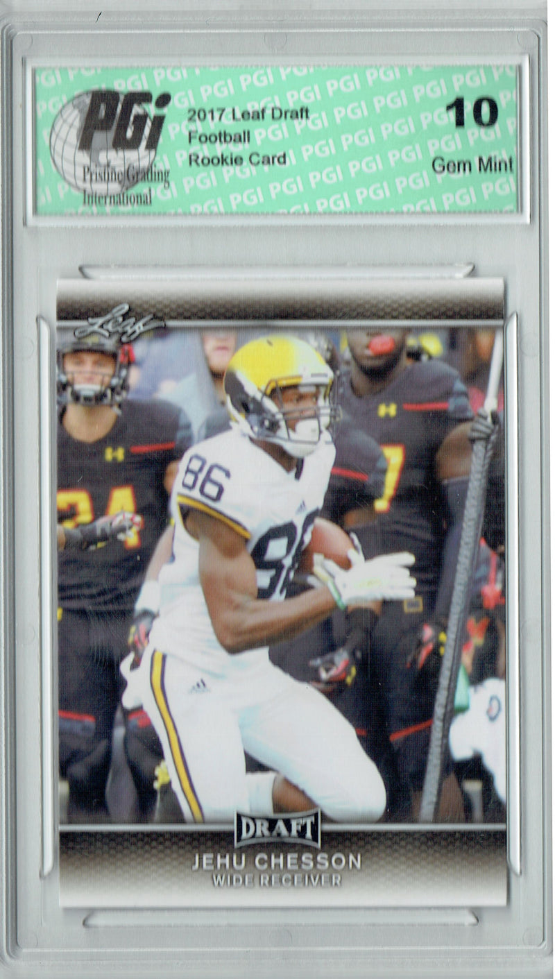 Jehu Chesson Rookie Card PGI 10 Gem Mint Football Trading Card 2017 Leaf Draft #35