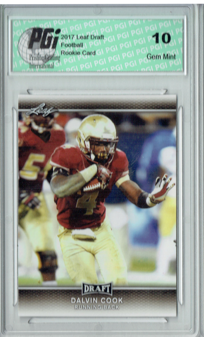 Dalvin Cook Rookie Card PGI 10 Gem Mint Football Trading Card 2017 Leaf Draft #19