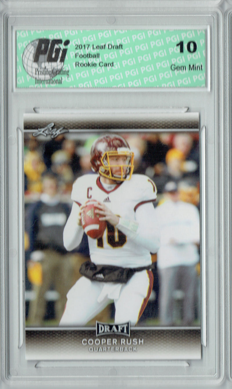 Cooper Rush Rookie Card PGI 10 Gem Mint Football Trading Card 2017 Leaf Draft #14