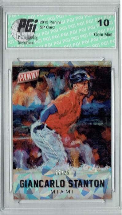 Giancarlo Stanton 2015 Panini Cracked Ice #11 Only 25 Made Card PGI 10