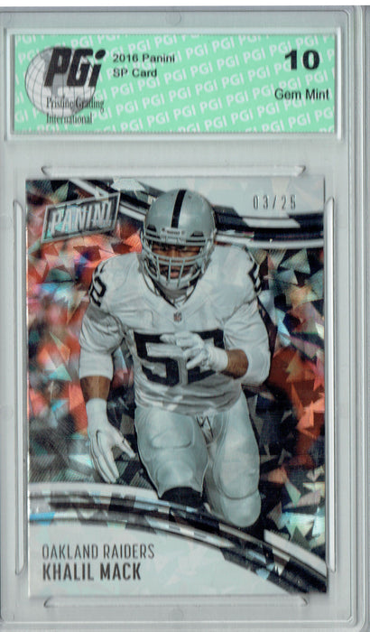 Khalil Mack 2016 Panini Cracked Ice #35 Only 25 Made Card PGI 10