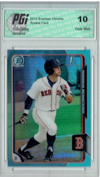 Andrew Benintendi 2015 Bowman Chrome #182 SkyBlue Refractor Rookie Card PGI 10