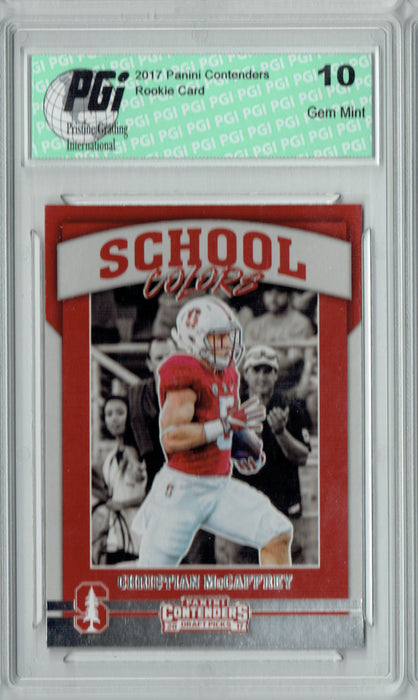 Christian McCaffrey 2017 Contenders #7 School Colors Rookie Card PGI 10