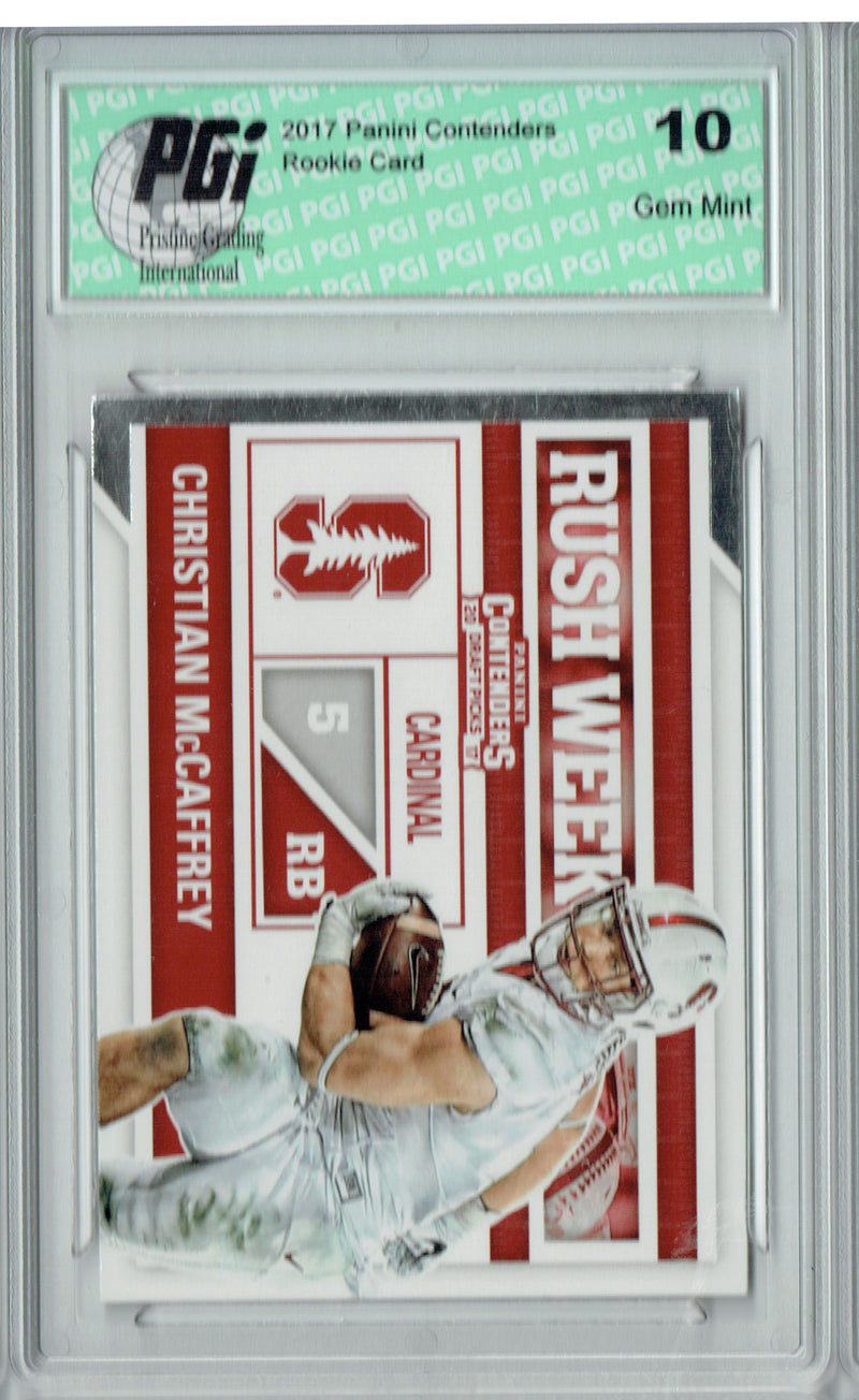 Christian McCaffrey 2017 Contenders #3 Rush Week Rookie Card PGI 10