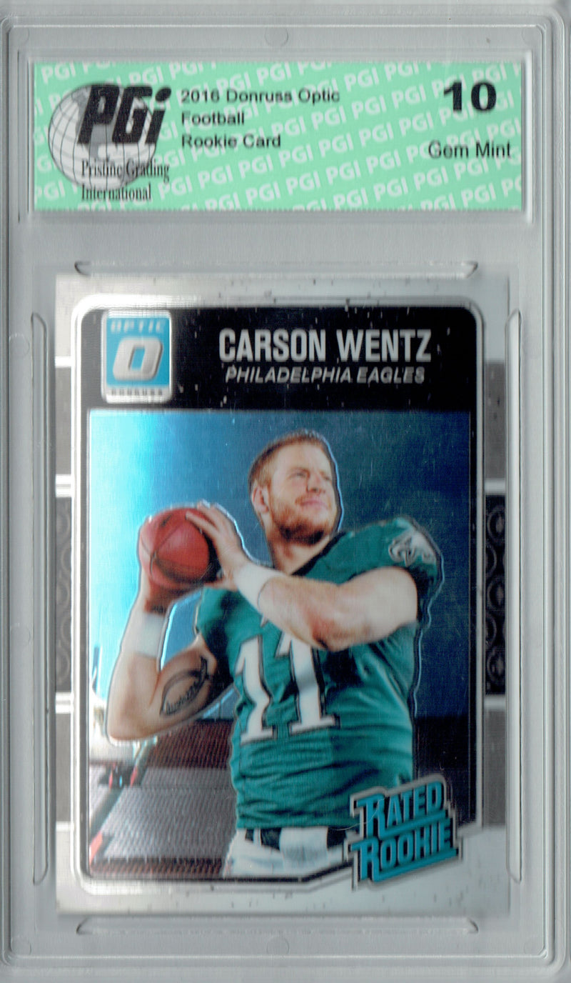 Carson Wentz 2016 Donruss Optic #156 Rookie Card PGI 10