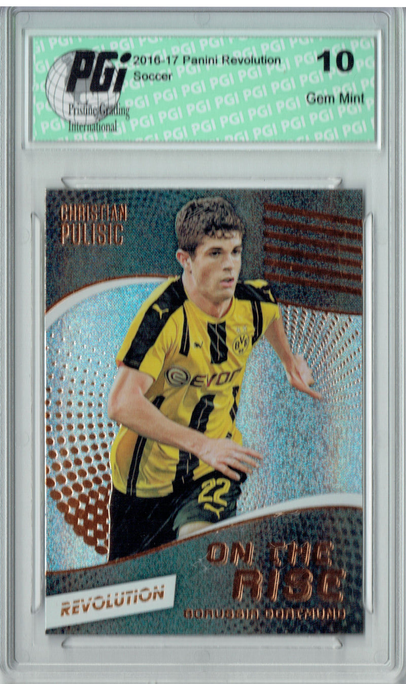 Christian Pulisic Rookie Card USMNT Soccer 2016 Panini Revolution #OTR-19 Rise Base Trading Card PGI 10 Gem Mint Condition