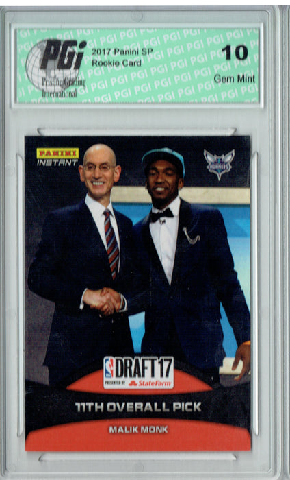 Malik Monk 2017 Panini Draft Day #15 Only 182 Made Rookie Card PGI 10