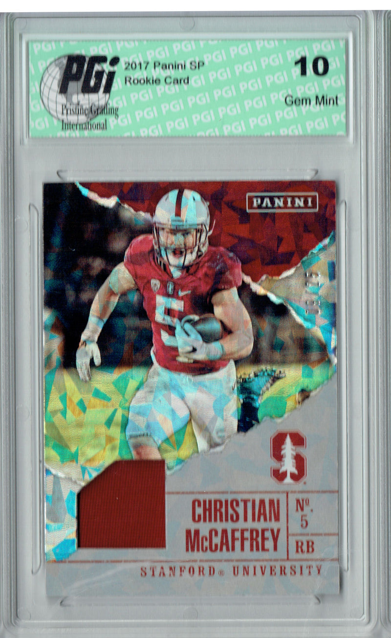 Christian McCaffrey 2016 Panini #C4 Cracked Ice Patch #9/25 Rookie Card PGI 10