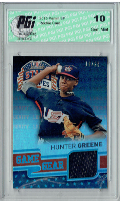 Hunter Greene 2015 Panini USA #41 Patch #19/25 Made Rookie Card PGI 10