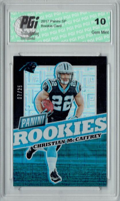 Christian McCaffrey 2017 Panini #FB32 Squares SP 25 Made Rookie Card PGI 10