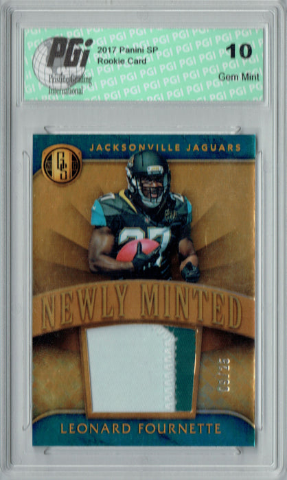 Leonard Fournette 2017 Gold Standard #2 Jersey, 25 made Rookie Card PGI 10