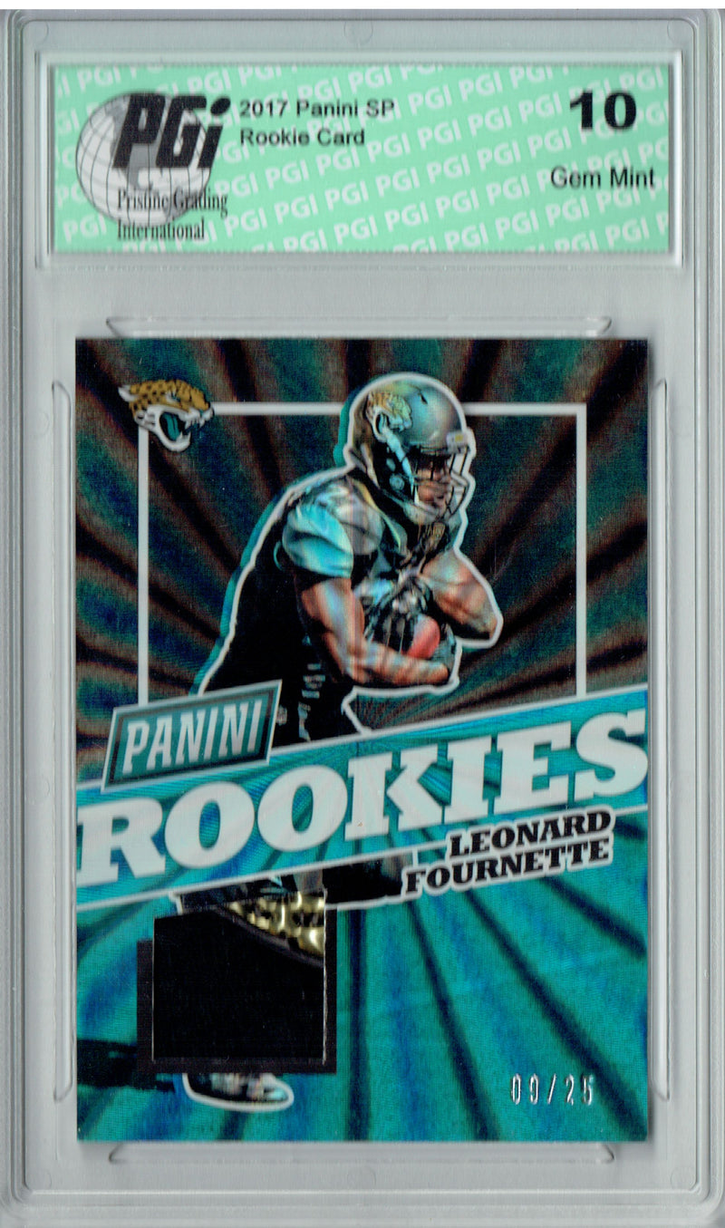 Leonard Fournette 2017 Panini #4 Rainbow Logo 25 Made Rookie Card PGI 10