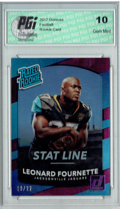 Leonard Fournette 2017 Donruss #312 Stat Line #18/22 Rookie Card PGI 10