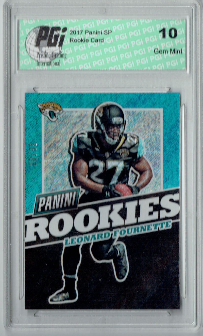 Leonard Fournette 2017 Panini #FB29 Glitter SP, 99 Made Rookie Card PGI 10
