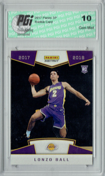 Lonzo Ball 2017 Panini #5 First Look, 1/3289 Made Rookie Card PGI 10