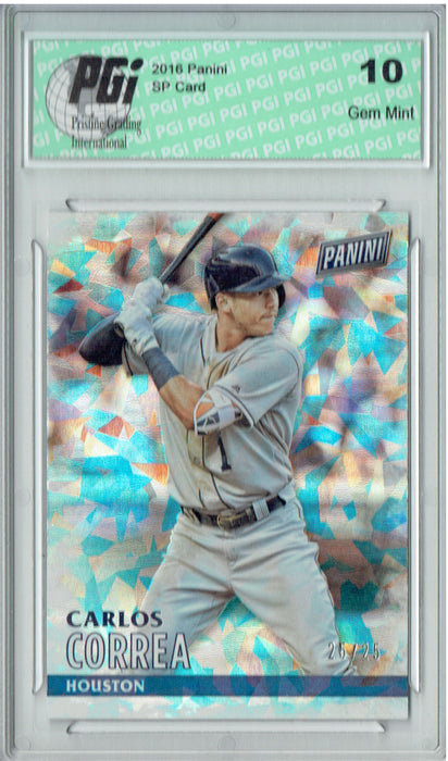 Carlos Correa 2016 Panini Cracked Ice #16 Only 25 Made Card PGI 10