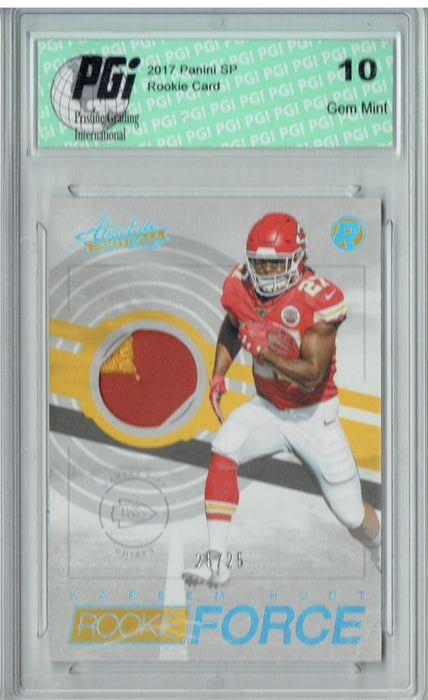 Kareem Hunt 2017 Absolute Rookie Force #17  Patch #25/25 Rookie Card PGI 10