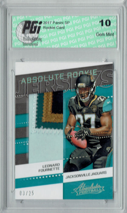 Leonard Fournette 2017 Absolute #36 4 Color Patch 25 Made Rookie Card PGI 10