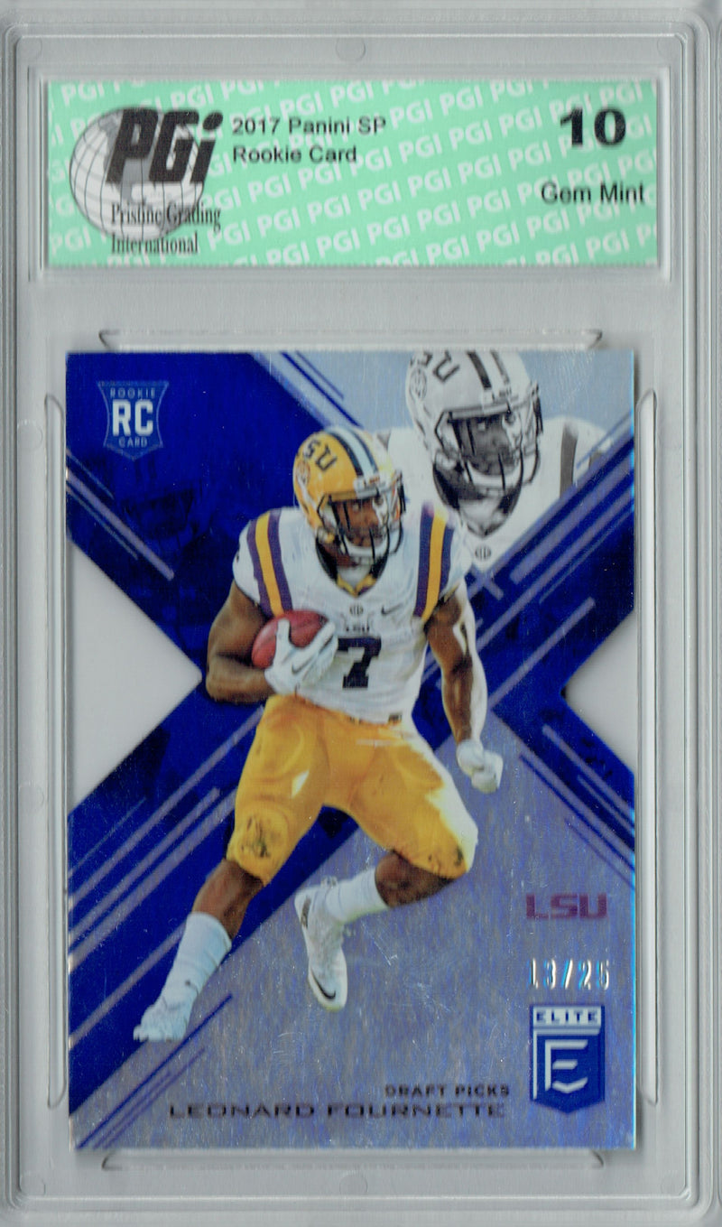Leonard Fournette 2017 Panini Elite #105 Blue SP, 25 Made Rookie Card PGI 10