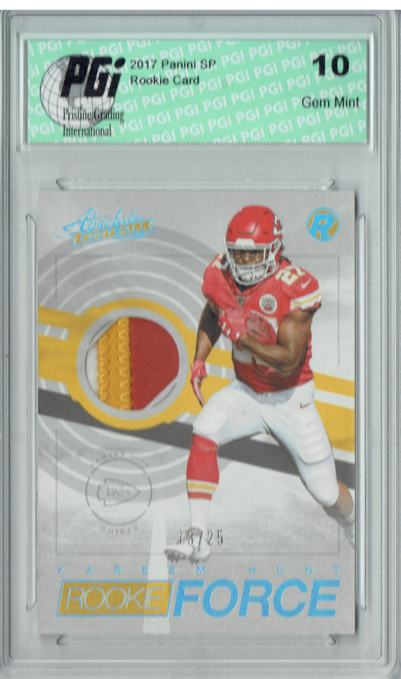 Kareem Hunt 2017 Absolute Rookie Force #17 Patch #13/25 Rookie Card PGI 10