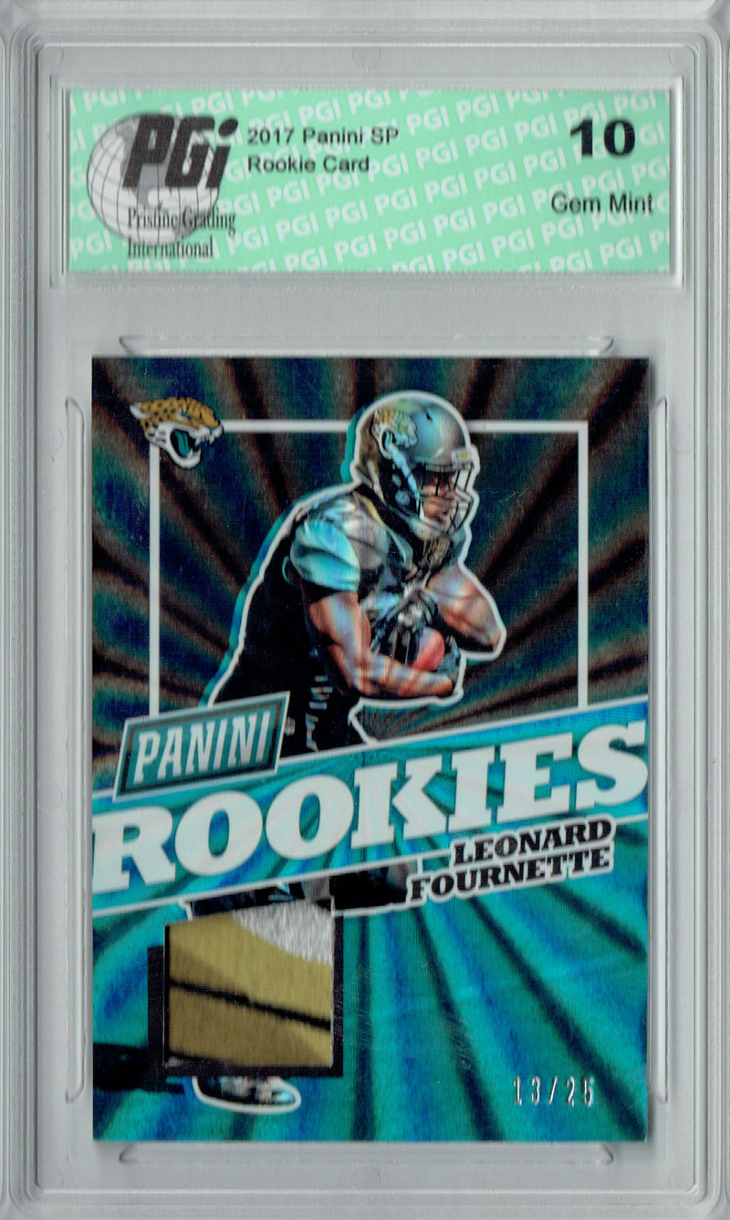Leonard Fournette 2017 Panini #LF 4 color patch #13/25 Rookie Card PGI 10