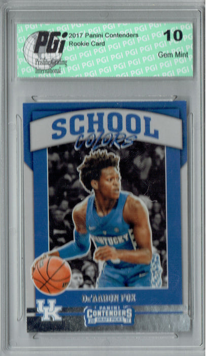 De'Aaron Fox 2017 Contenders #7 School Colors Rookie Card PGI 10