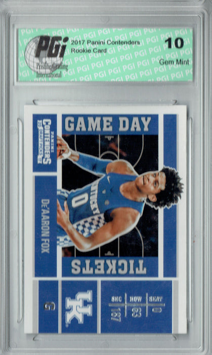 De'Aaron Fox 2017 Contenders #7 Game Day Tickets Rookie Card PGI 10