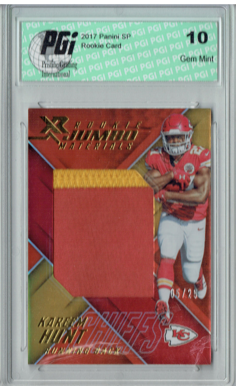 Kareem Hunt 2017 Panini XR #RJM-KH Jumbo Patch 25 Made Rookie Card PGI 10