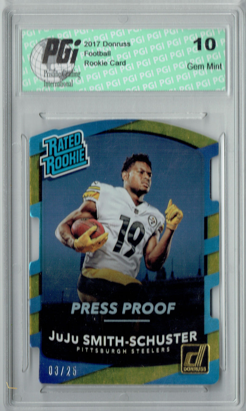 JuJu Smith-Schuster 2017 Donruss #326 Gold SP 25 Made Rookie Card PGI 10