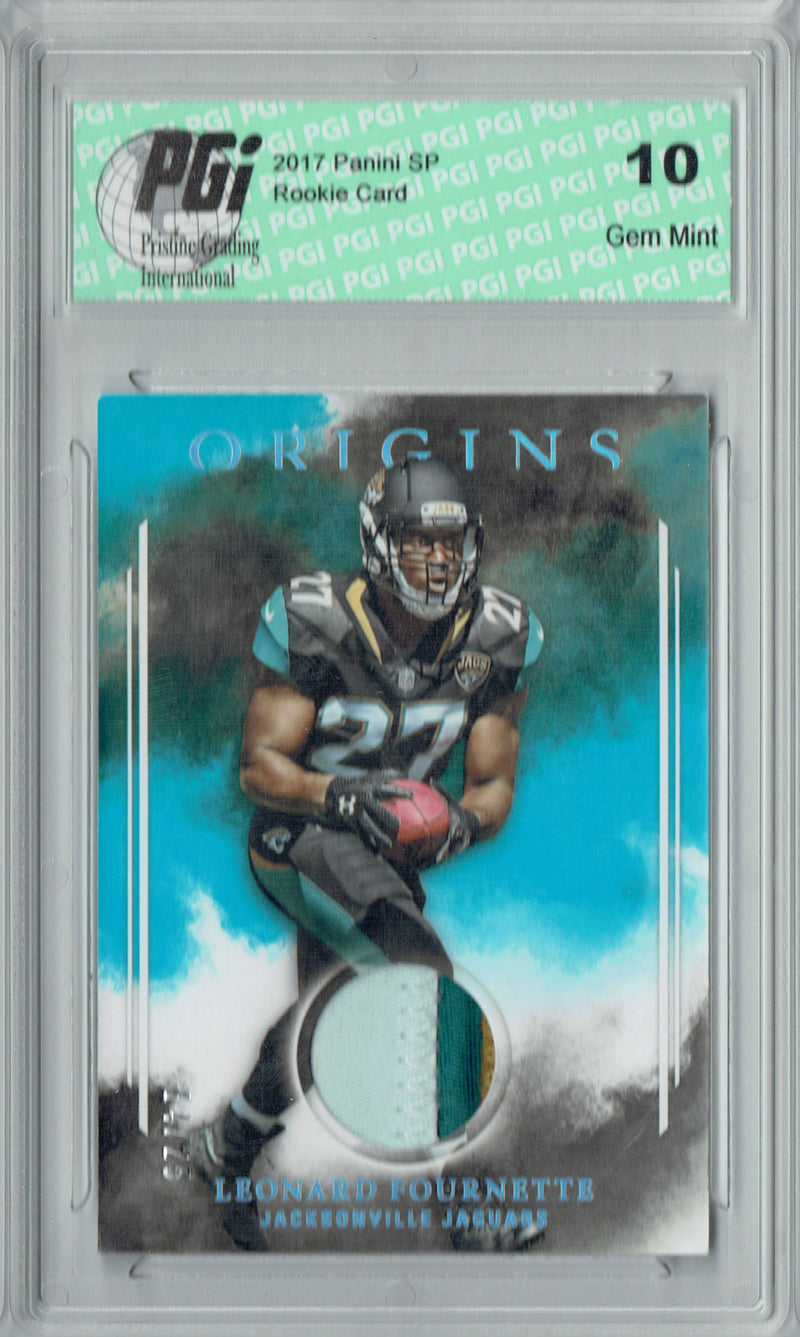 Leonard Fournette 2017 Origins #RPLF 3 Color Patch, 25 Made Rookie Card PGI 10