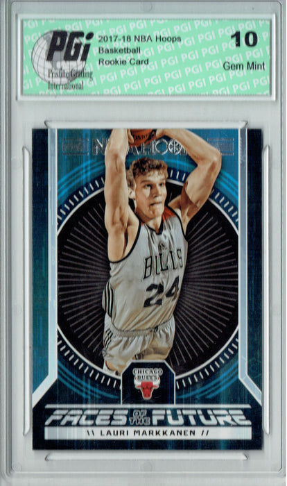 Lauri Markkanen 2017 Hoops #7 Faces of the Future SSP Rookie Card PGI 10