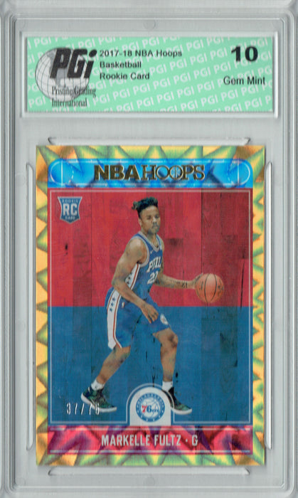 Markelle Fultz 2017 Hoops #251 Orange Explosion 75 Made Rookie Card PGI 10