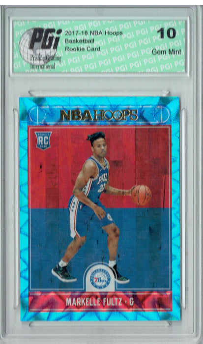 Markelle Fultz 2017 Hoops #251 Teal Explosion Rookie Card PGI 10