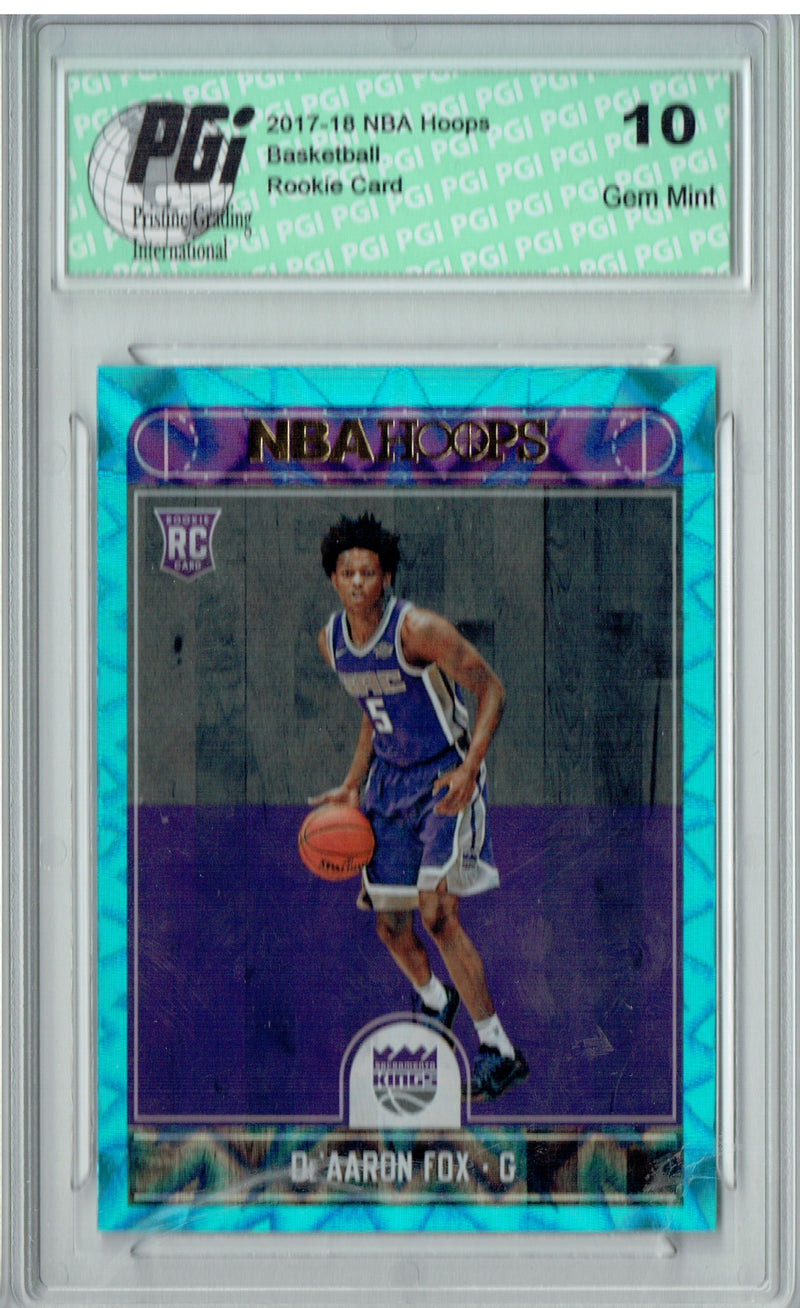 De'Aaron Fox 2017 Hoops #255 Teal Explosion Rookie Card PGI 10