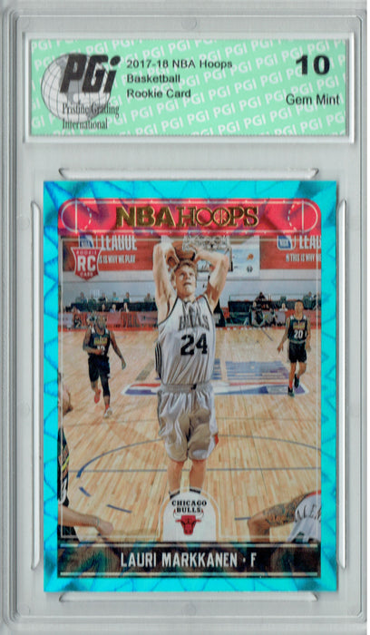 Lauri Markkanen 2017 Hoops #257 Teal Explosion Rookie Card PGI 10