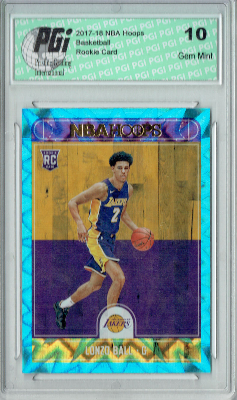 Lonzo Ball 2017 Hoops #252 Teal Explosion Rookie Card PGI 10