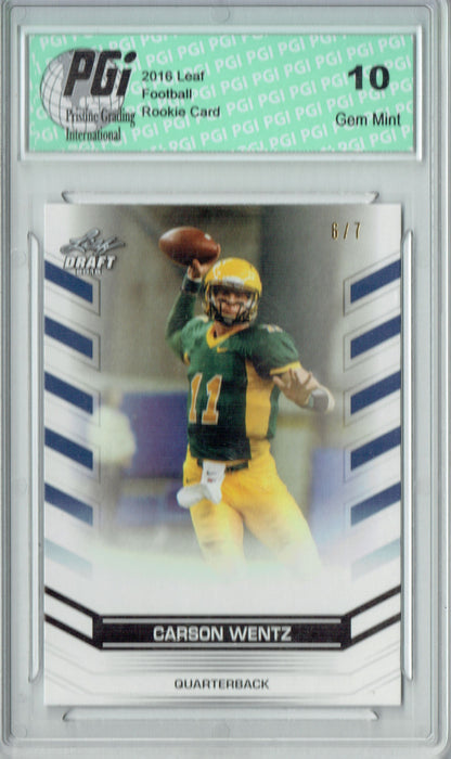 Carson Wentz 2016 Leaf #NNO Blank Back Proof #6/7 Rookie Card PGI 10