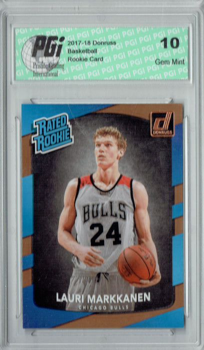 Lauri Markkanen 2017-2018 Donruss #159 NBA Rated Rookie Card PGI 10