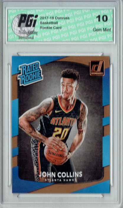 John Collins 2017-2018 Donruss #182 NBA Rated Rookie Card PGI 10