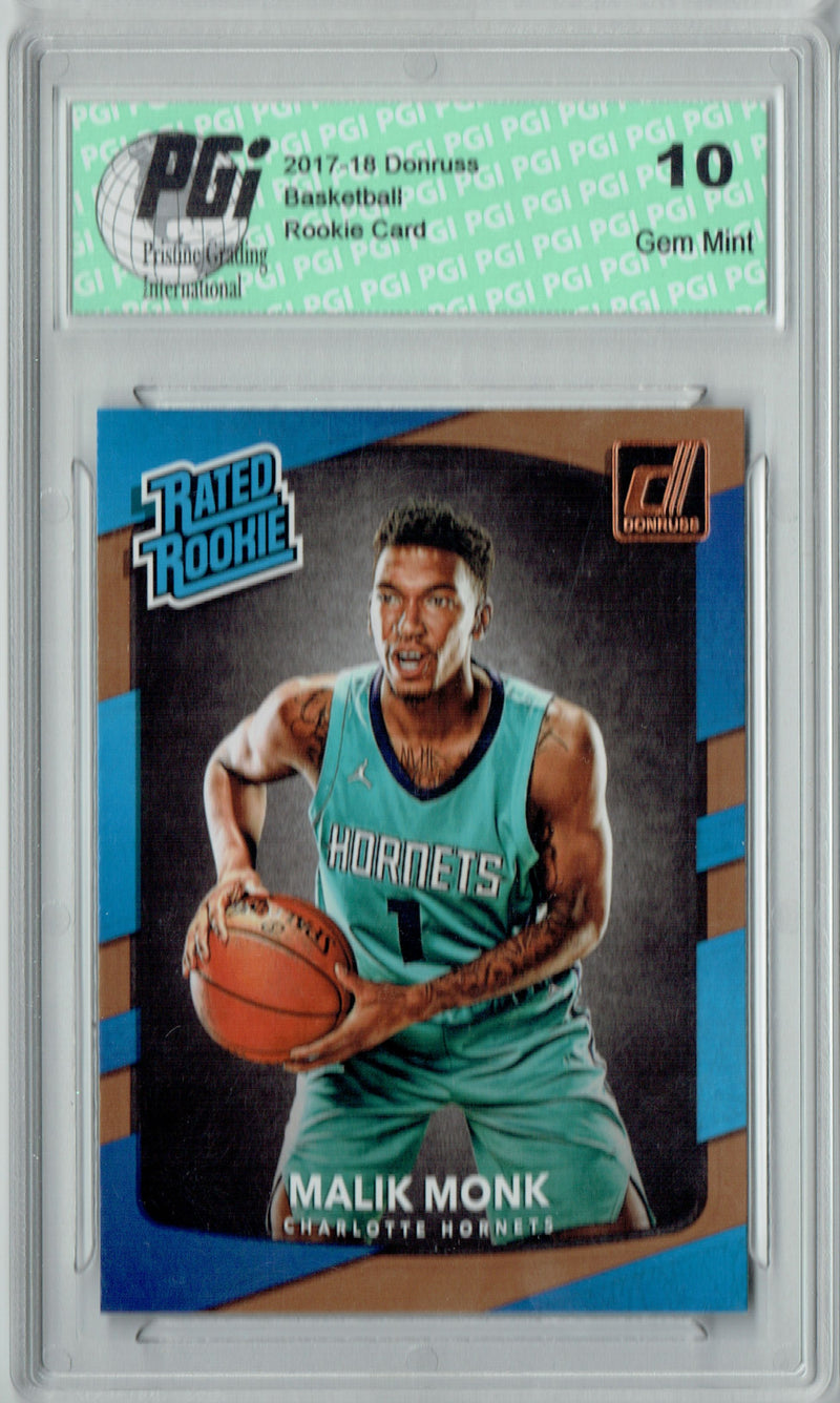 Malik Monk 2017-18 Donruss #190 NBA Rated Rookie Card PGI 10