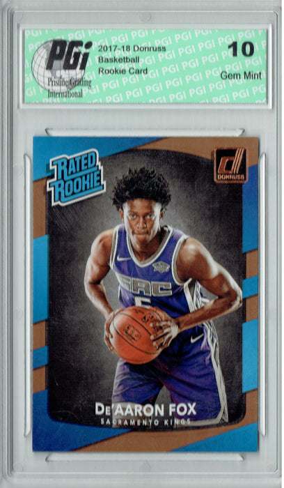 De'Aaron Fox 2017-2018 Donruss #196 NBA Rated Rookie Card PGI 10