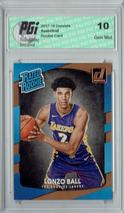 Lonzo Ball 2017-2018 Donruss #199 NBA Rated Rookie Card PGI 10