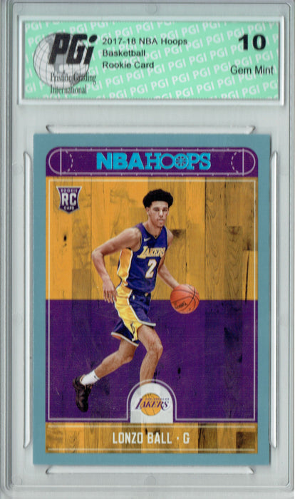 Lonzo Ball 2017 Hoops #252 Platinum Blue SP Rookie Card PGI 10